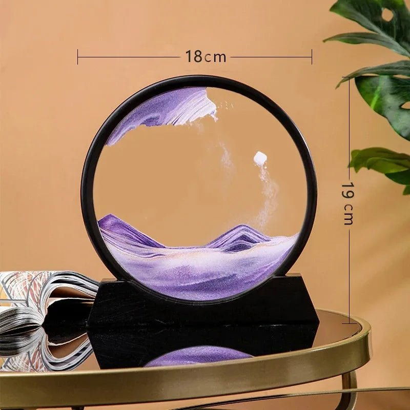 3D Hourglass Quicksand Moving Sand Art Picture Round Glass Deep Sea Sandscape Craft Flowing Painting Office Home Decor Gift