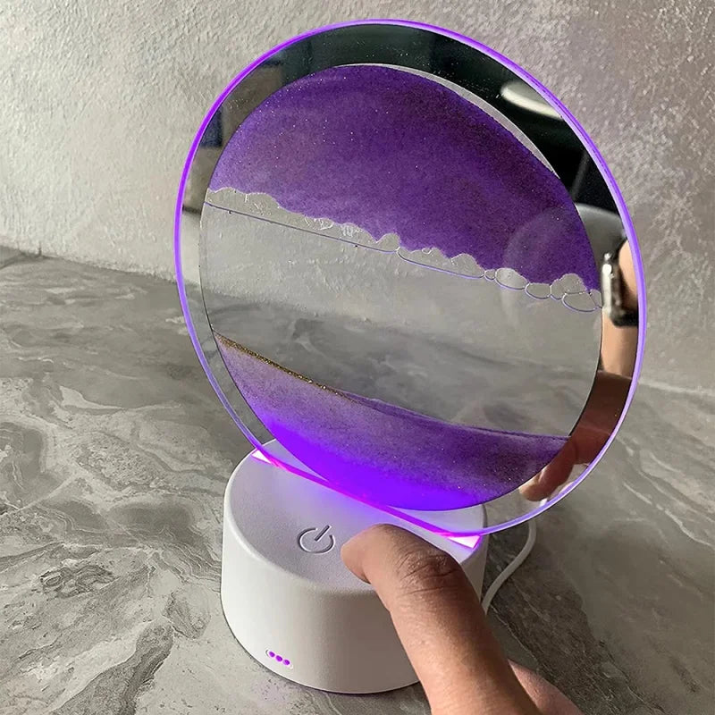 LED RGB Sandscape Lamp 3D Moving Sand Art Frame Night Light with 16 Colors Hourglass Light 3D Deep Sea Display with Remote