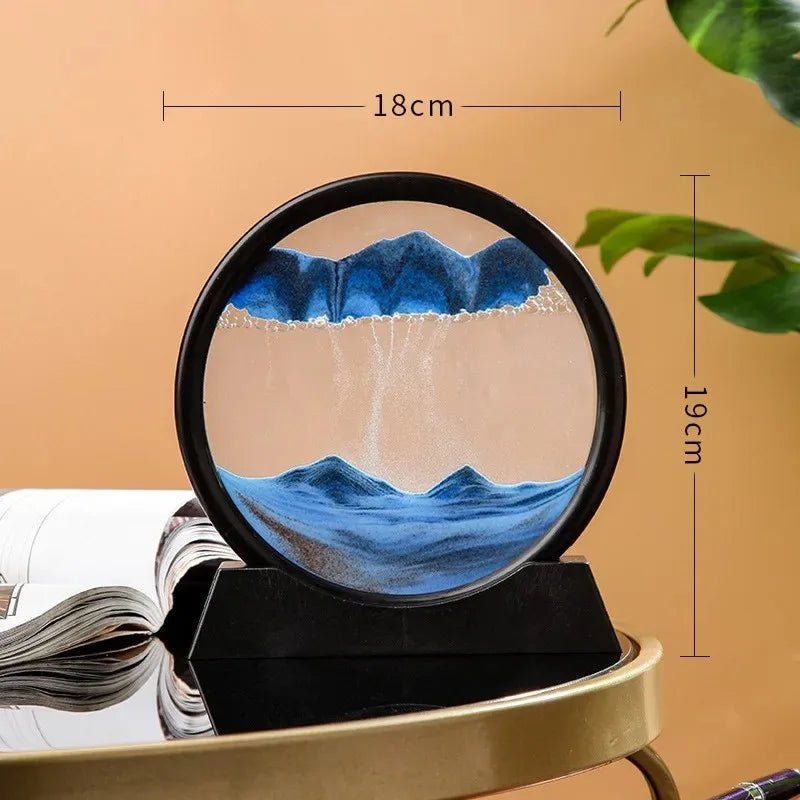 3D Hourglass Quicksand Moving Sand Art Picture Round Glass Deep Sea Sandscape Craft Flowing Painting Office Home Decor Gift